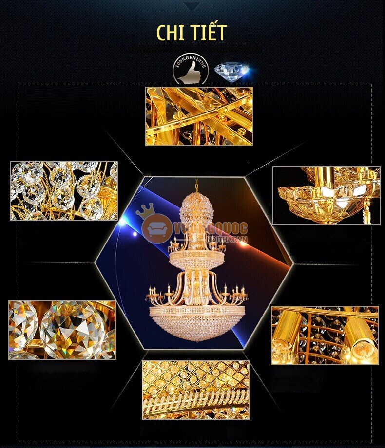 Đèn chùm pha lê không gian biệt thự CM184-15